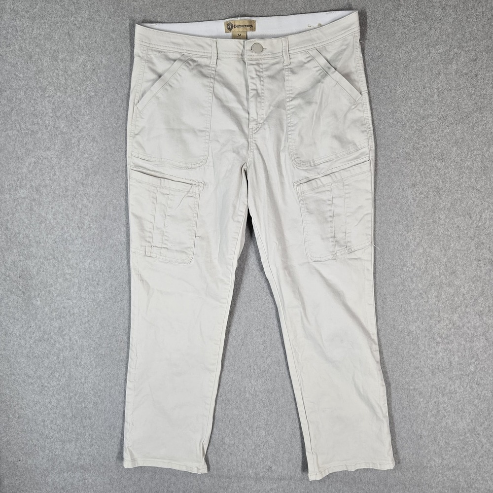 Democracy Women Pants 14 White Cargo Ab Technology 28" Inseam Logo Outdoor